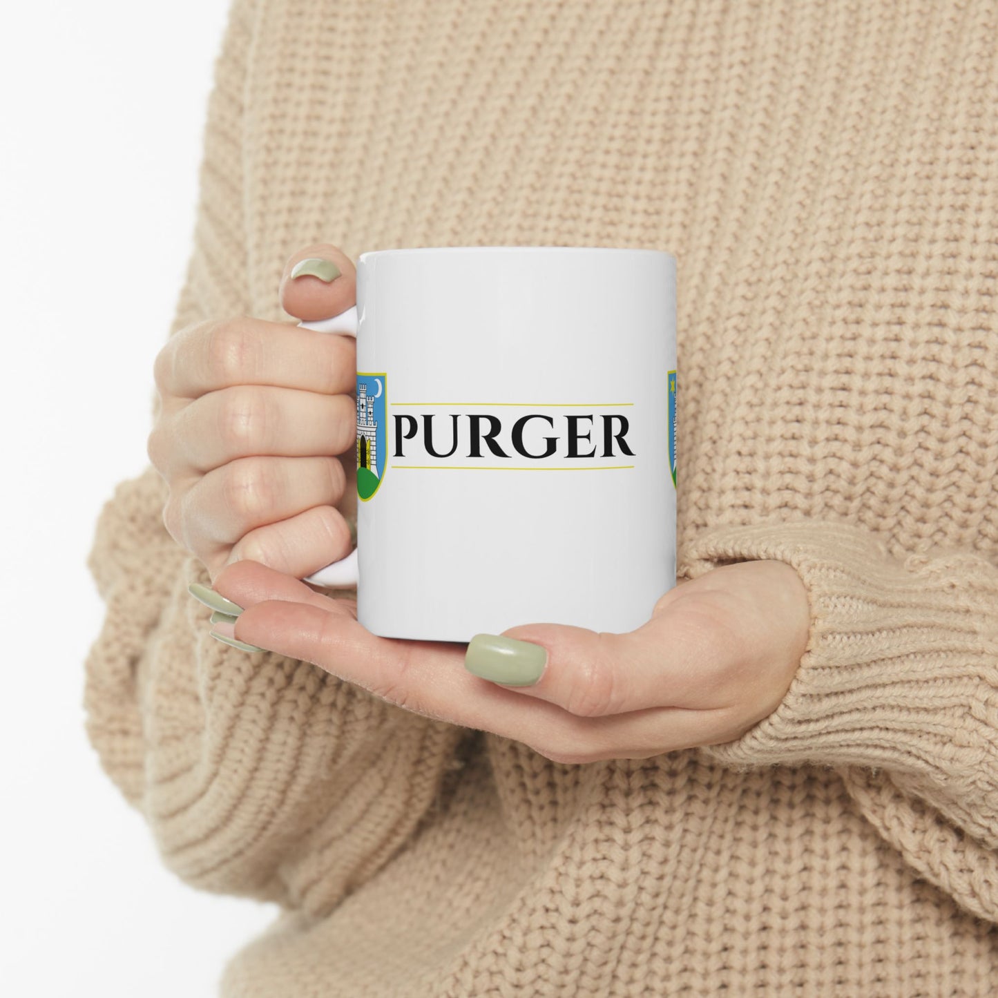 PURGER (White) - Ceramic Mug, (11oz, 15oz)