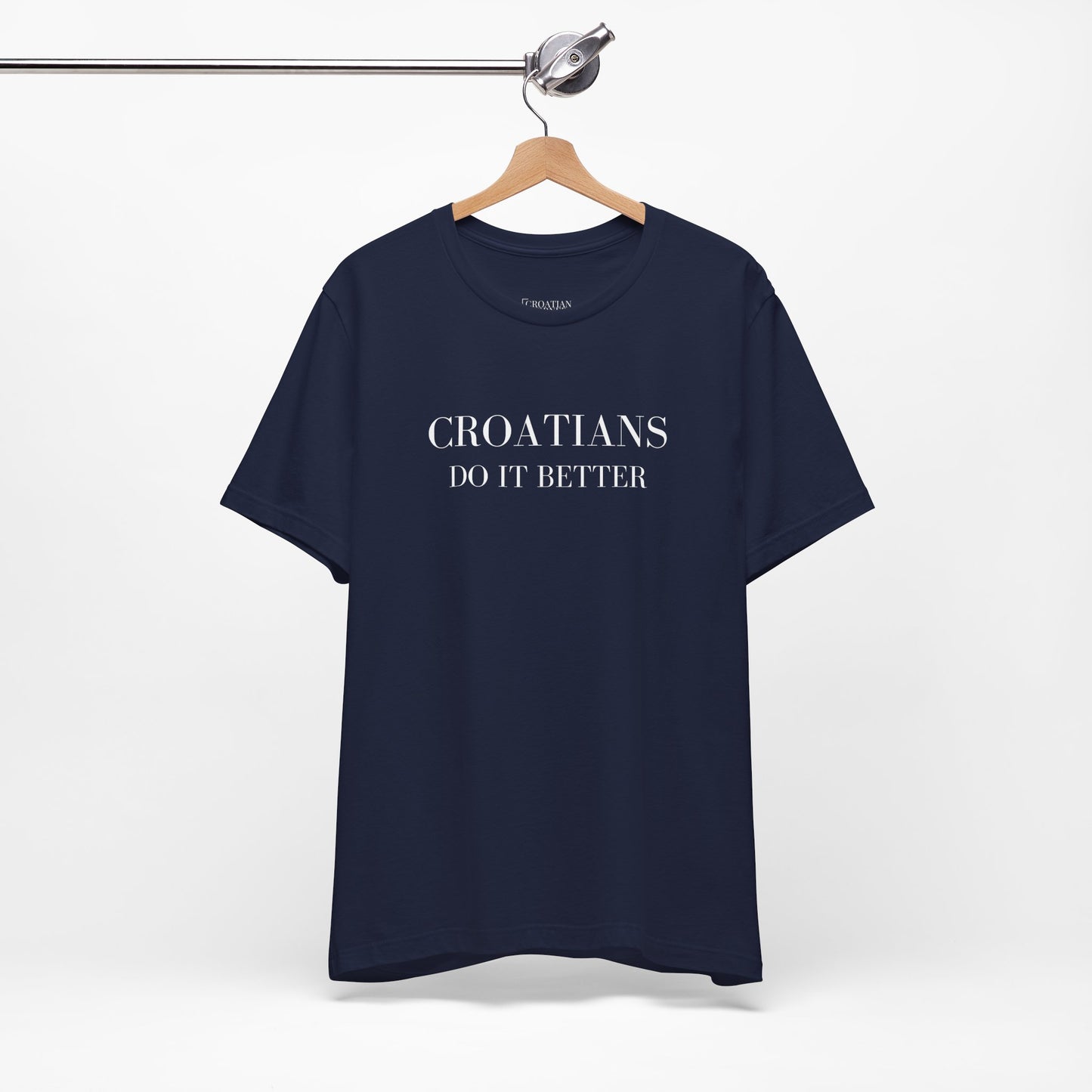 Croatians Do It Better | Funny Croatian Pride T-Shirt | Bella+Canvas 3001 Unisex Tee (Black + Navy)