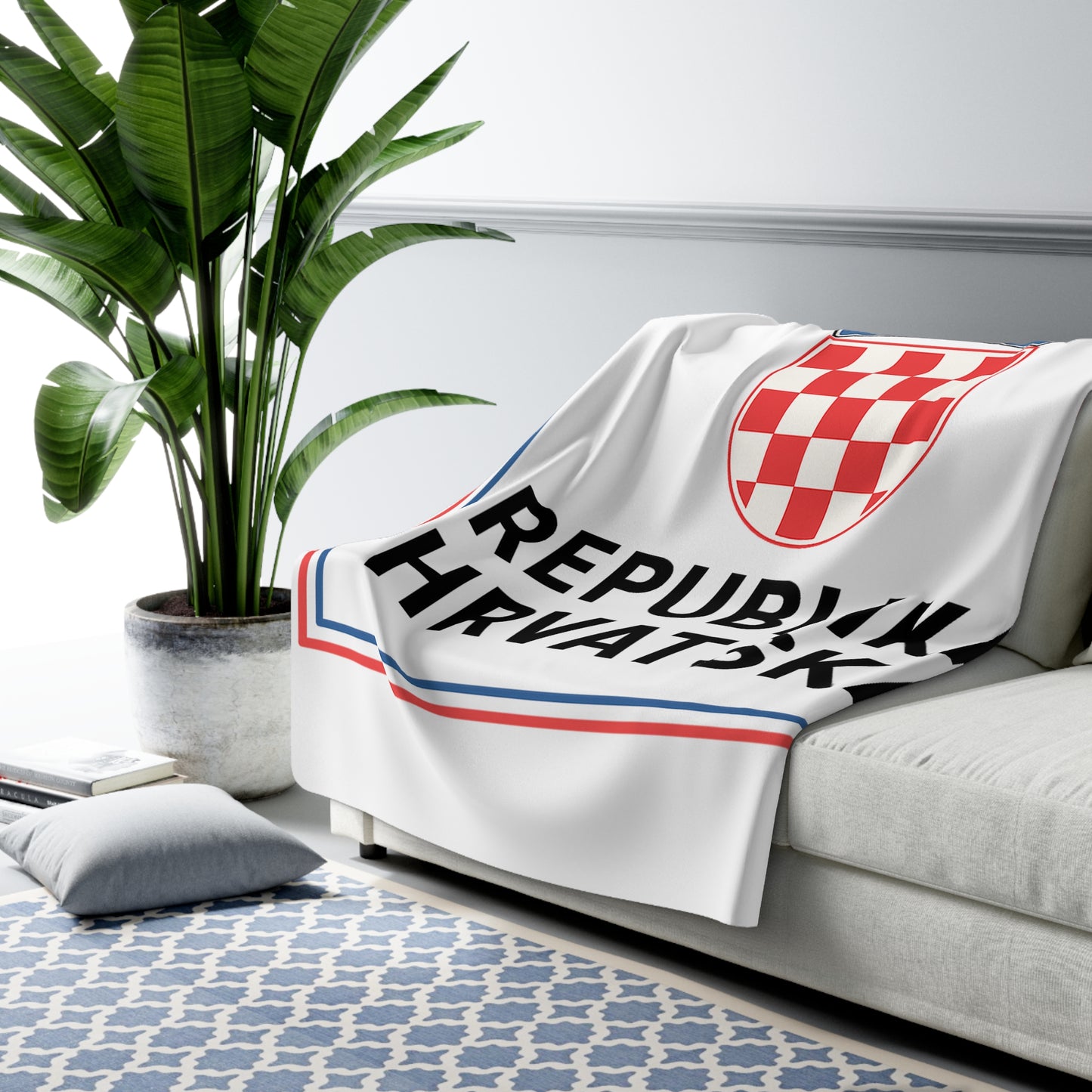Republika Hrvatska crest Sherpa Fleece Blanket | Croatian coat of arms throw