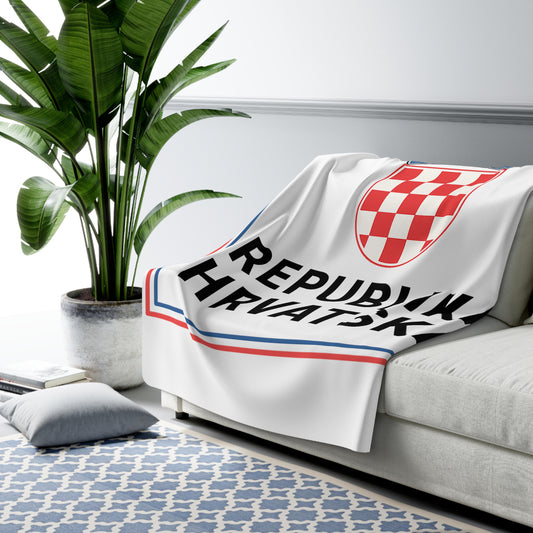 Republika Hrvatska crest Sherpa Fleece Blanket | Croatian coat of arms throw