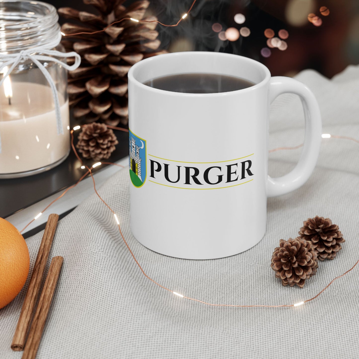 PURGER (White) - Ceramic Mug, (11oz, 15oz)