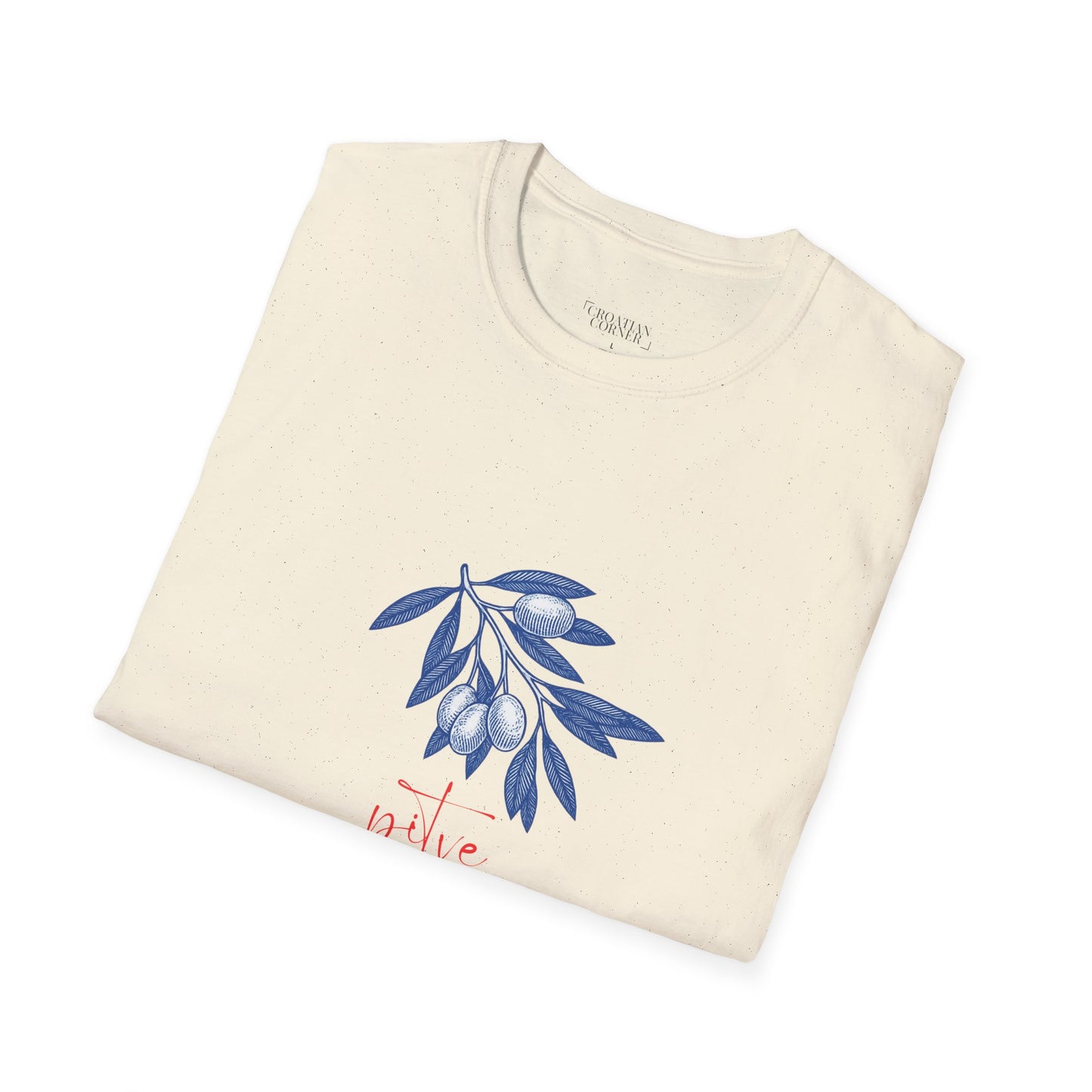 Pitve, Hvar, Croatia - Olive Branch T-Shirt, Unisex Softstyle Tee, Travel Souvenir Shirt, Gift for Her/Him, Vacation Top (Pitve Text Only)