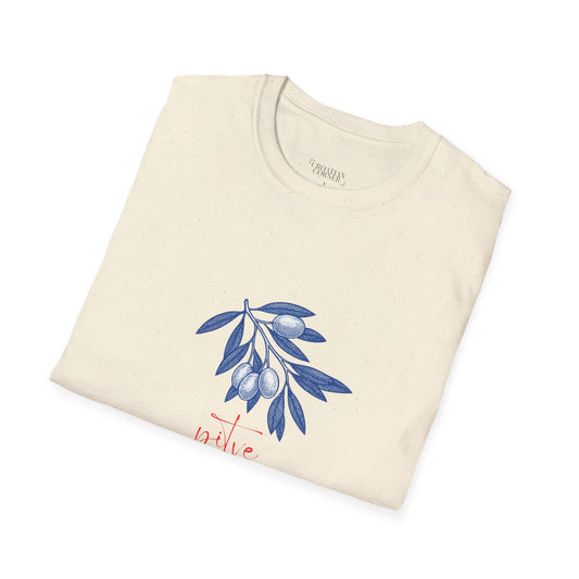 Pitve, Hvar, Croatia - Olive Branch T-Shirt, Unisex Softstyle Tee, Travel Souvenir Shirt, Gift for Her/Him, Vacation Top (Pitve Text Only)