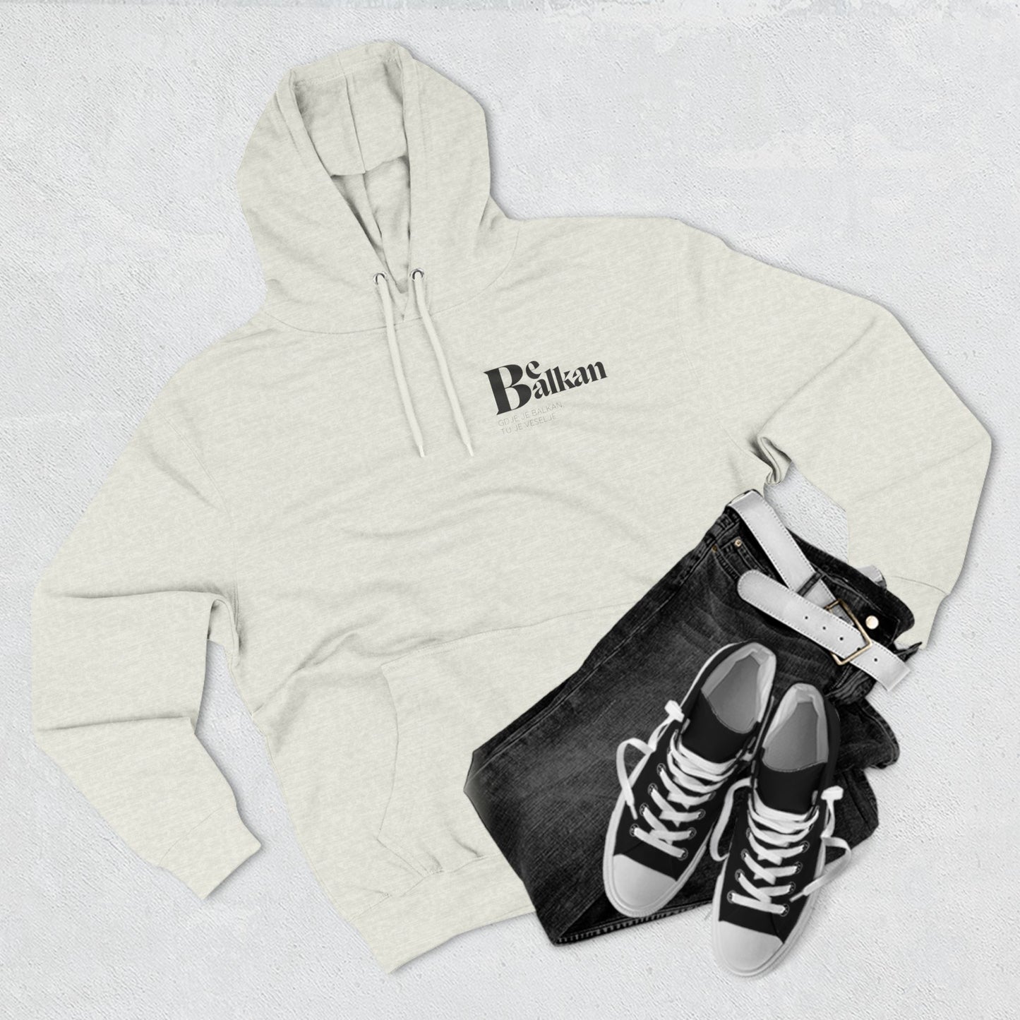 Be Balkan - Three-Panel Fleece Hoodie (White, Heather Grey, Oatmeal Heather, Pale Pink)