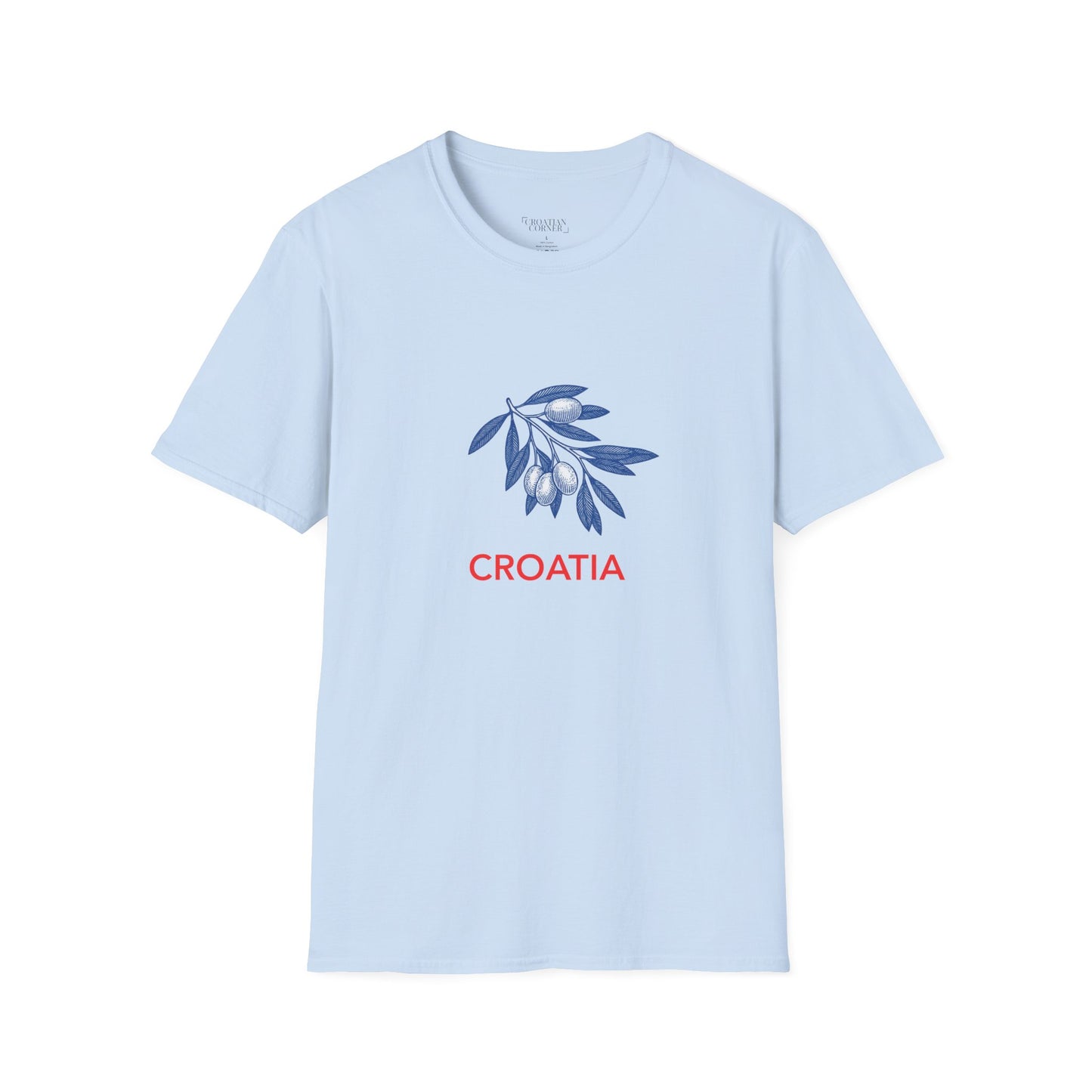 Croatia - Olive Branch T-Shirt, Unisex Softstyle Tee, Travel Souvenir Shirt, Summer Outfit, Gift for Her/Him, Vacation Top