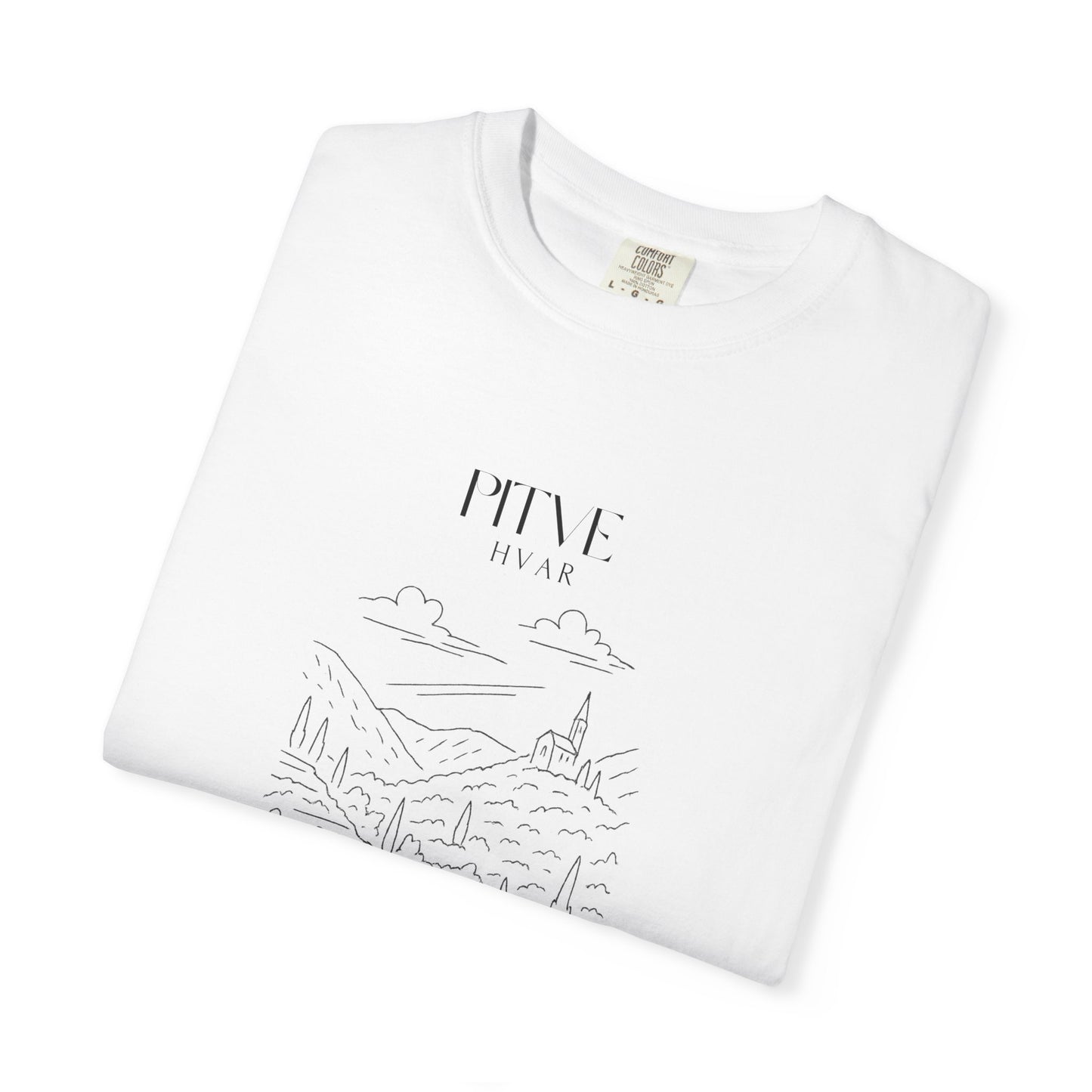 Pitve, Croatia Sketch Tee | Unisex Garment-Dyed T-Shirt