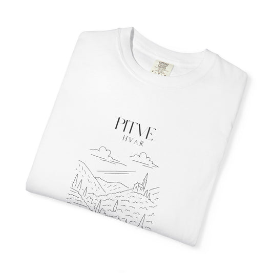 Pitve, Croatia Sketch Tee | Unisex Garment-Dyed T-Shirt