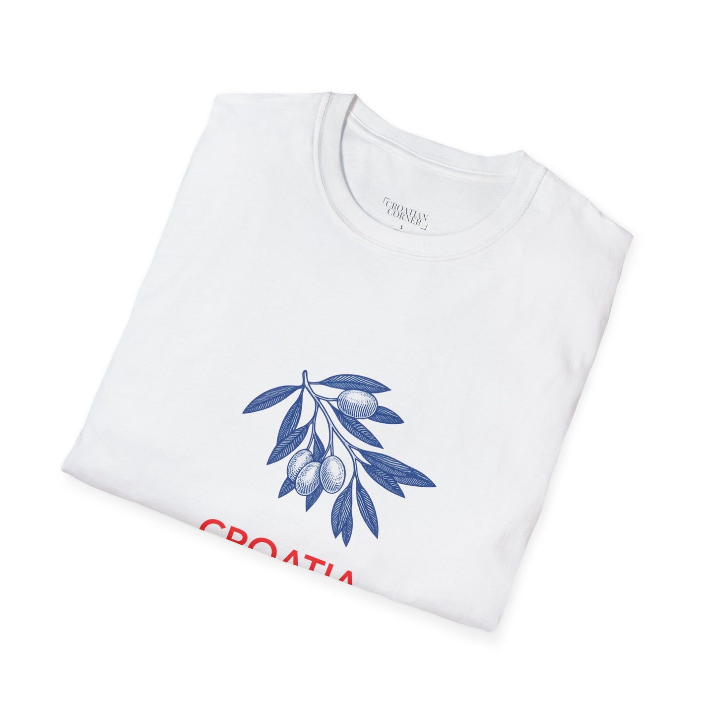 Croatia - Olive Branch T-Shirt, Unisex Softstyle Tee, Travel Souvenir Shirt, Summer Outfit, Gift for Her/Him, Vacation Top
